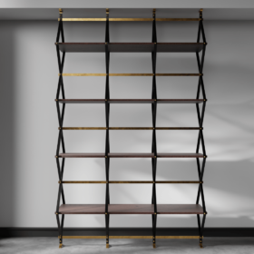 Brass and Steel Shelf and Room Divider