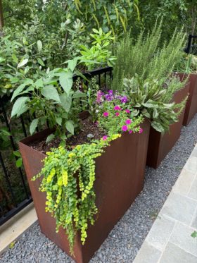 CorTen planters, batch of 3